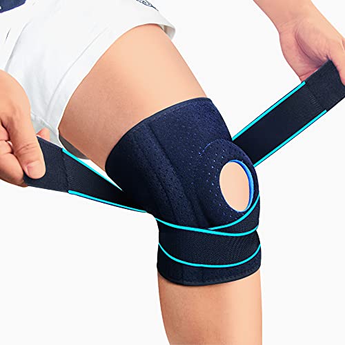 LAVAED Knee Brace with Side Stabilizers for Knee Pain, Adjustable Non Slip Open-Patella Compression Wrap Knee Support with Patella Gel Pads, for Man and Woman Sports Workout Gym Running Basketball