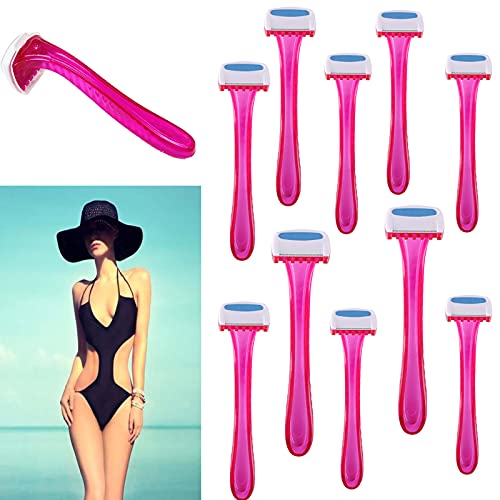 12 Count Disposable ​Ladies Razor, Bikini Trimmer Travel Accessories for Women, Durable Shaver Armpit Area Pubic Hair Removal, Razors Beauty T-Type for Body Cosmetic Tool(Pink)
