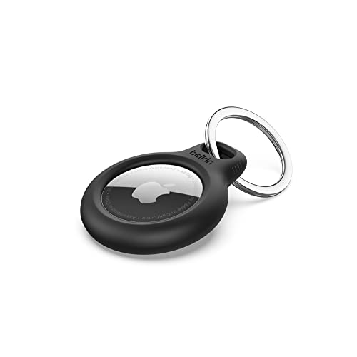 Belkin Apple AirTag Secure Holder with Key Ring – Durable Scratch Resistant Case With Open Face & Raised Edges – Protective AirTag Keychain Accessory For Keys, Pets, Luggage & More – Black