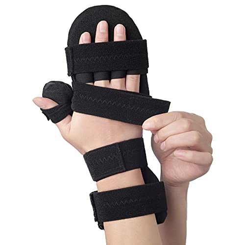 Sylong Stroke Resting Hand Splint Carpal Tunnel Wrist Brace Night Immobilizer, Finger Stabilizer Wrap – for Muscle Atrophy Rehabilitation, Arthritis, Tendonitis, Carpal Tunnel Pain