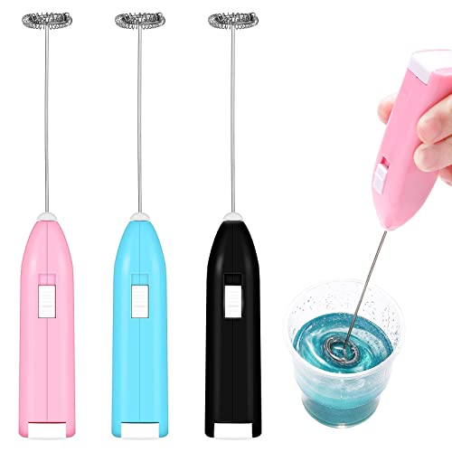 3 Pieces Epoxy Resin Stirrer Handheld Battery Operated Epoxy Mixing Stick Electric Tumbler Mixer Blender with Stainless Steel for Crafts Tumbler, Making DIY Glitter Tumbler Cups (Blue, White, Black)