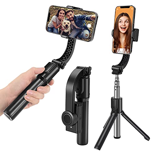 Wensot Gimbal Stabilizer for Smartphone with Extendable Selfie Stick Tripod ,Bluetooth Wireless Remote and Phone Video Stabilizer Handheld, The Smartphone Gimbal Suit for iPhone,Samsung,Android Phone