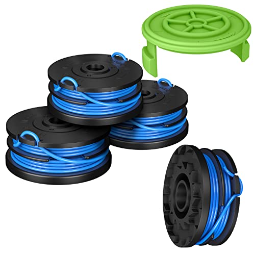 Generep String Trimmer Line Spools – Compatible with Greenworks 2101602, 2101602A and Kobalt KST-120X. 2900719 Dual Line, 4 Spools & 1 Cap