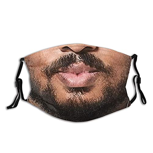 Beard Mask for Men, Funny Face Mask Cloth Washable & Reusable Adjustable Balaclava Bandana with 2 Filters