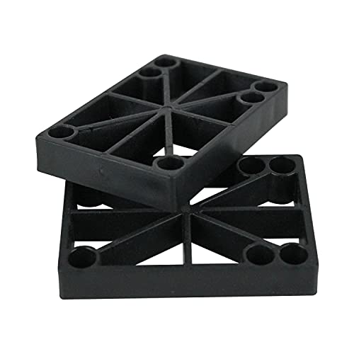 H Block Skateboard Old School Riser Pads 1/2″ (12mm) Set of 2 Risers Black Hard Plastic