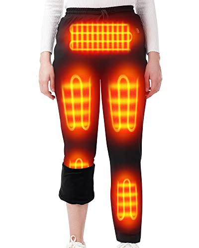 HEATEDTEK Women Heated Pants – Warm Heating Pants for Womens, 8pcs Heating Pads, 3 Temperature Control (Without Battery) Black
