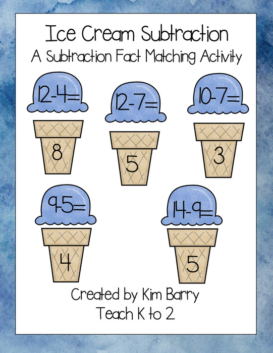 Ice Cream Cones Subtraction Fact Matching Activity | The Storepaperoomates Retail Market - Fast Affordable Shopping