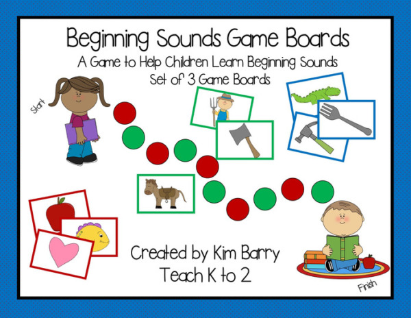 Beginning Sounds Game Boards: A Game to Help Children Learn Beginning Sounds/Set of 3 Game Boards and Cards