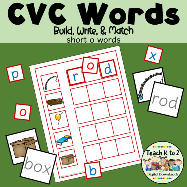 CVC Word Building and Picture/Word Match: A Set of Short o CVC Words to Build, Write, and Match