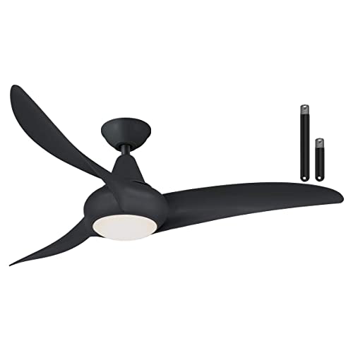 MINKA-AIRE F845-CL Light Wave LED 44″ Black Low Profile Ceiling Fan with Light, Remote Control and 3.5 Inch Downrod