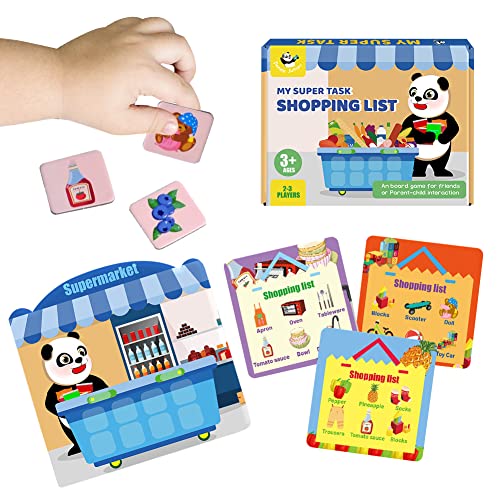 Panda Juniors Memory Game, Shopping List Game Educational Matching Games for Kids Toddlers Ages 3 and Up Preschool Home Learning Montessori STEM Board Games Gift Toys