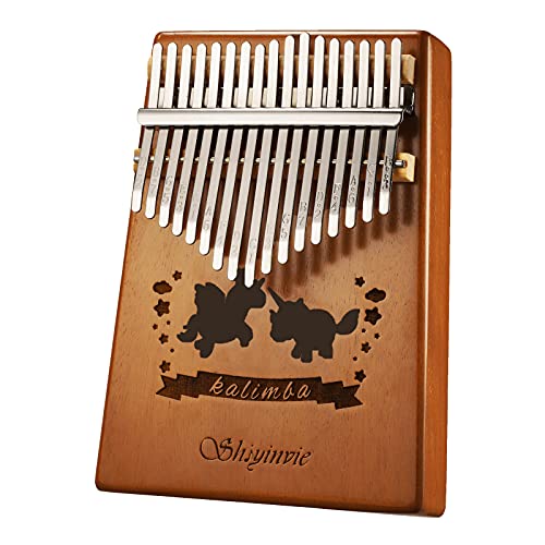 Kalimba Thumb Piano 17 Keys Musical Instrument, Mahogany Wood Mbira Finger Piano Gifts for Kids and Adults Beginners with Tune Hammer