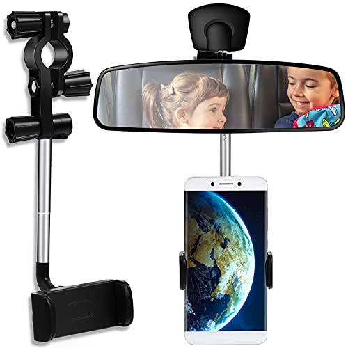 Frienda 360° Rearview Mirror Phone Holder, Universal Car Phone Holder Mount Car Rearview Mirror Mount Phone and GPS Holder, Car Phone Mount Clip Suitable for Most 4-6.1 Inch Mobile Phones (Black)