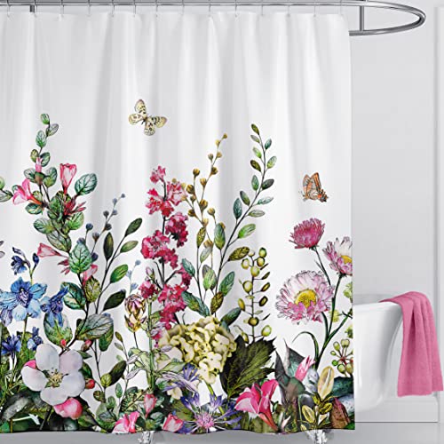 Floral Bathroom Shower Curtains Fabric Shower Curtain Waterproof Curtains for Bathroom Quick-Drying Machine Washable Kitchen Curtains with 12 Hooks (Flower style1)