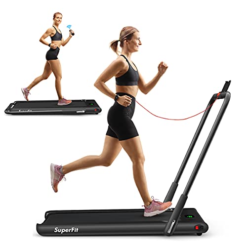 GYMAX Walking Pad, Foldable Under Desk Treadmill with LED Monitor, Remote Control, Smart App Control, Folding Portable Desk Treadmill for Office Standing Desk, Home Gym Small Compact Treadmill (Black) | The Storepaperoomates Retail Market - Fast Affordable Shopping