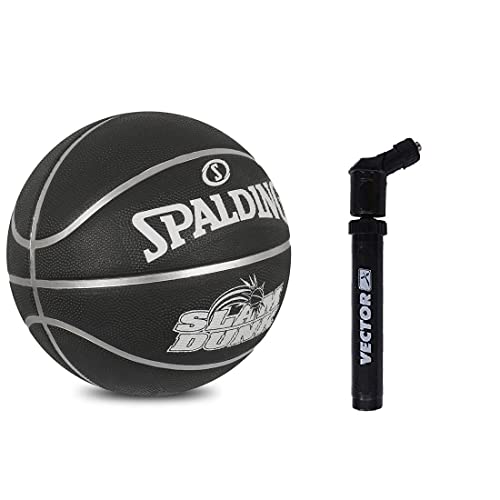 Spalding Dunk Basketball Training Ball Size 5 Inflating Needle Dual Action Pump