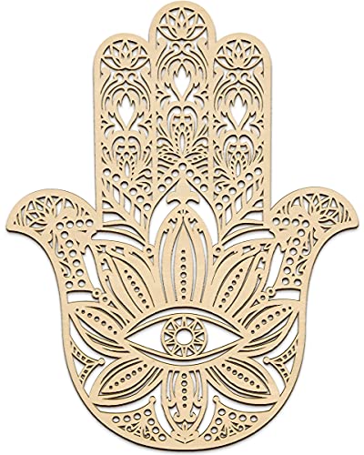 Fourth Level Manufacturing 33″ Hamsa,Sacred Geometry Wall Decor for Home, Meditation Decor,Wall Sculpture, All Natural Wood Wall Decor Sacred Wall Art