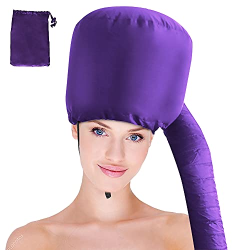 Hair Dryer Bonnet – Upgraded Bonnet Hair Dryer with Longer Extended Hose More Easy to Enjoy Styling, Curling and Hair Deep Conditioning, with Free Carrying Case Bonnet Hair Dryer(Purple)
