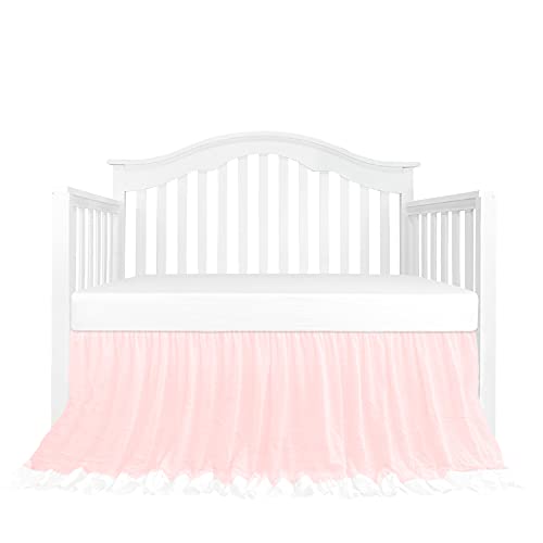 Blush Coral Pink Ruffle Crib Skirt Baby Girl Boys Nursery Bedding Dust Ruffle Skirt Sheet (Crib Skirt)