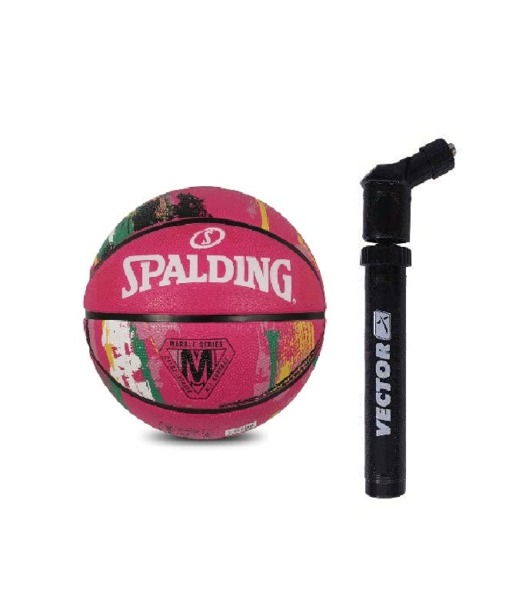 Spalding Marble Pink Women Basketball Ball Size 6 with Ball Inflating Air Pump