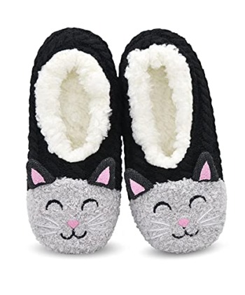 Womens Cozy&Warm Animal Slipper Socks with Grippers-House Socks(Black Cat, 8-10) | The Storepaperoomates Retail Market - Fast Affordable Shopping
