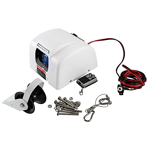 Electric Anchor Winch,Marine Anchor Winch Saltwater Boat Anchor Windlass Kit with Wireless Remote Control,Anchors Up to 45 LBS, Heavy Duty Towing Winches for Fishing Boat Pontoon Boat (45LBS, White)