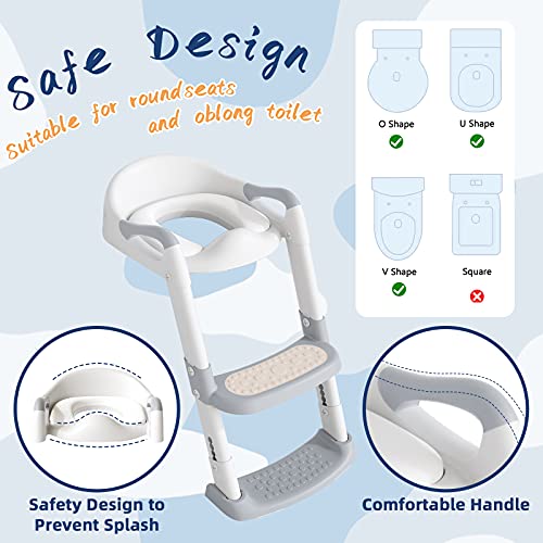 YMINA Potty Training Seat for Kids Toddlers Potty Training Toilet with Handles & Step Foldable Adjustable Comfortable and Anti-Slip Pad for Girls and Boys (Gray) | The Storepaperoomates Retail Market - Fast Affordable Shopping