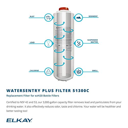 Elkay EZWSRK Bottle Filling Station, 18.81 x 17.88 x 3.56 inches, Stainless Steel & 51300C WaterSentry Plus Replacement Filter (Bottle Fillers), White | The Storepaperoomates Retail Market - Fast Affordable Shopping