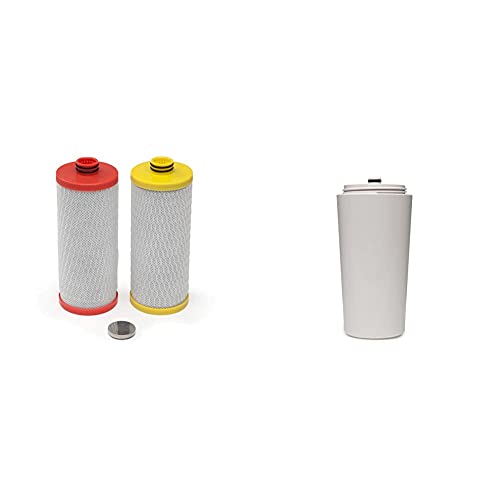 Aquasana AQ-5200R Replacement Filter Cartridges for 2-Stage Under Sink Water Filtration System,Red and Yellow & AQ-4125 Cartridge for Shower Filter Replacement, white