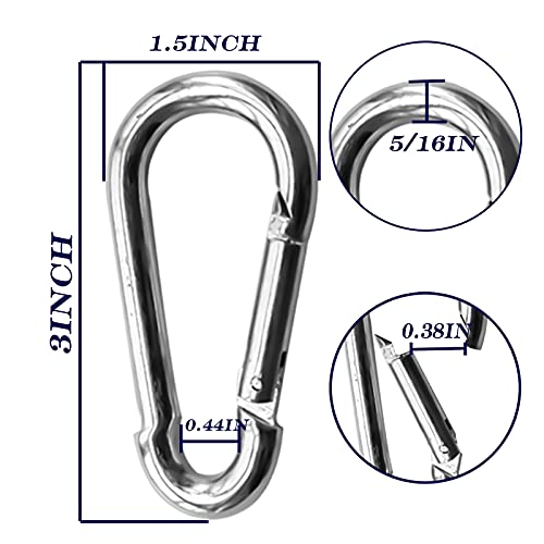 50Pack Heavy Duty Snap Hooks M8 5/16″ Carabiner Clips 3Inch Zinc-Galvanized Steel Spring Clips Chain Quick Links Safety Connector for Hammock Swing Fitness Gym Outdoor Supplies Boating | The Storepaperoomates Retail Market - Fast Affordable Shopping