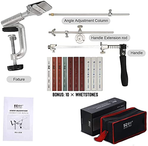 XST Knife Sharpening Kit System，360° Flip Design, Rotation Fixed-Angle, Professional Stainless Steel Kitchen Chef Knife Sharpener, Abrasive Holding Tools with 10 Whetstones | The Storepaperoomates Retail Market - Fast Affordable Shopping