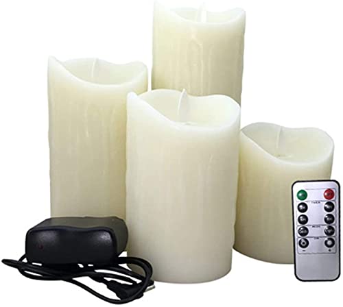 QTDZ 4-Seater Flameless LED Candles with Realistic Flickering Flame, Rechargeable and 10 Buttons Remote Control Tealights Candles for Party Home Garden Outdoor Décor Decoration