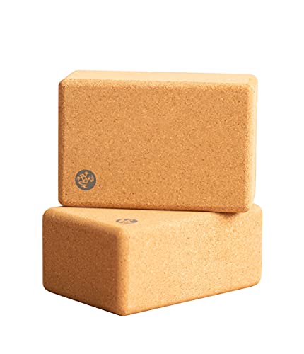 Manduka Yoga Cork Block – Yoga Prop and Accessory, Good for Travel, Comfortable Edges, Lightweight, Extra Firm Cork, 9″ x 6″ x 4″ (22.5 x 15 x 10 cm)(Pack of 2)
