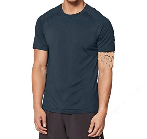 Lululemon Athletica Mens Metal Vent Tech Short Sleeve Shirt (Mineral BlueTrue Navy, M), Medium