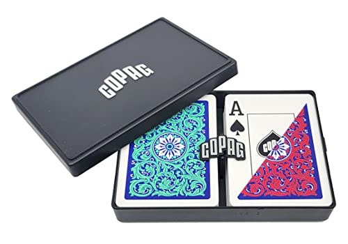 Copag 1546 Neoteric Design 100% Plastic Playing Cards, Poker Size Green/Red (Jumbo Index, 1 Set)