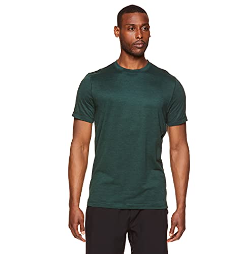 Gaiam Men’s Athletic Yoga T-Shirt – Moisture Wicking Gym Training and Workout Shirt – Everyday Pine Grove Heather, Small