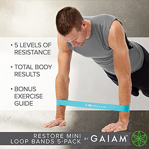 Gaiam Restore Mini Resistance Loop Bands – 5 Pack Booty Bands with 5 Resistance Levels – Loop Resistance Bands for Exercise and Rehab – Includes Guide and Carry Bag | The Storepaperoomates Retail Market - Fast Affordable Shopping