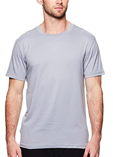 Gaiam Men’s Athletic Yoga T-Shirt – Moisture Wicking Gym Training and Workout Shirt – Everyday Sleet Heather, Large