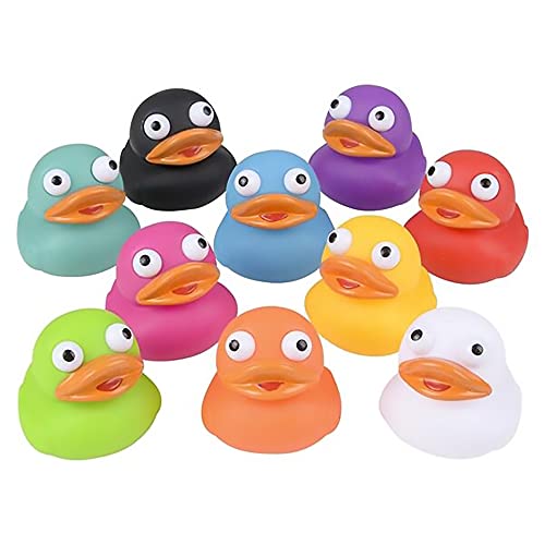 The Dreidel Company Rubber Duck Eye Poppers, Squeeze to Quack, Toy Assortment Duckies for Kids, Bath Birthday Gifts Baby Showers Summer Beach and Pool Activity, 2″ (10-Pack)