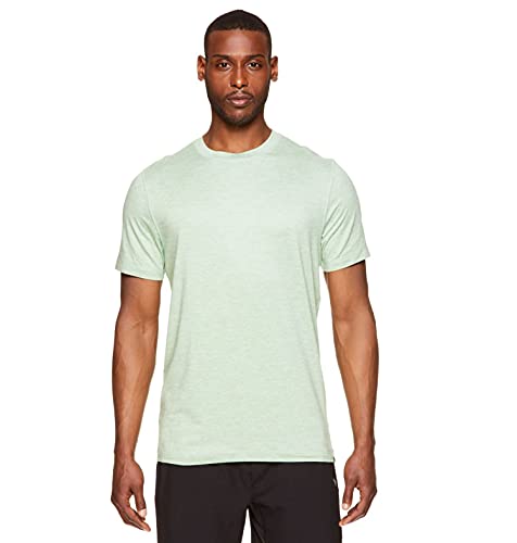 Gaiam Men’s Athletic Yoga T-Shirt – Moisture Wicking Gym Training and Workout Shirt – Everyday Dusty Green Heather, Small