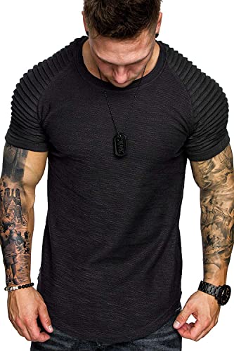 COOFANDY Mens 2 Pack Pleated Muscle T-Shirt Fashion Hip Hop Clothes Bodybuilding Tshirts (Black/Grey XXL) | The Storepaperoomates Retail Market - Fast Affordable Shopping