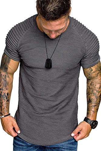 COOFANDY Mens 2 Pack Pleated Muscle T-Shirt Fashion Hip Hop Clothes Bodybuilding Tshirts (Black/Grey XXL) | The Storepaperoomates Retail Market - Fast Affordable Shopping