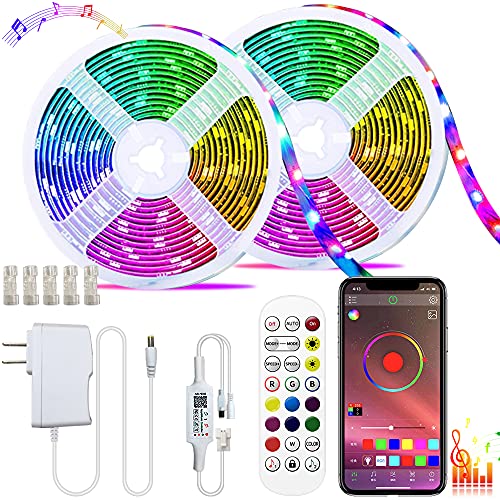 ZOKON Led Strip Lights 32.4ft Led Light Strip Music Sync Color Changing RGB Led Strip Built-in Mic,Bluetooth App Control LED Tape Lights with Remote,5050 RGB Rope Light Strips (32.4ft 10M)