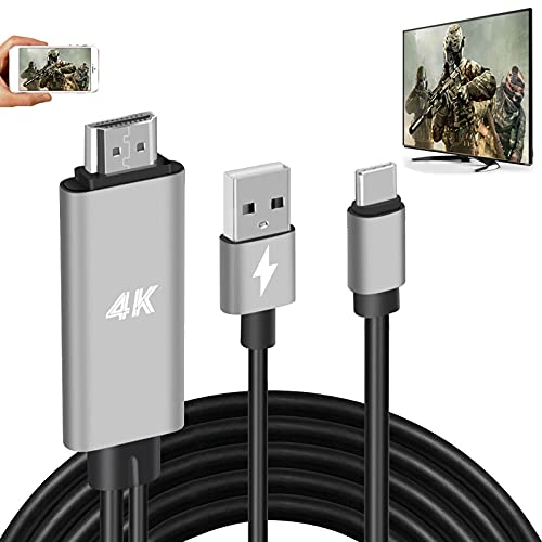 HDMI Adapter USB Type C Cable MHL 4K HD Converter Charging Cord for iMac MacBook Samsung Laptop Galaxy S20 S10 S9 S8 Note 20 10 LG G8 G5 Q5 Android Phone to Monitor Projector TV (Gray)