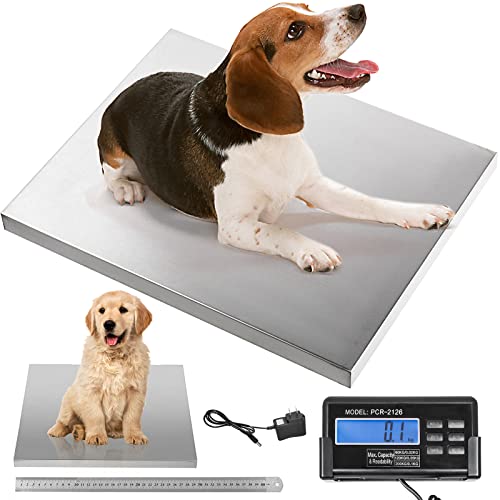 VEVOR 400Lbs x 0.2Lbs Digital Livestock Scale Stainless Steel Large Platform Postal Shipping Scale Industrial Floor Scale Dog Scale