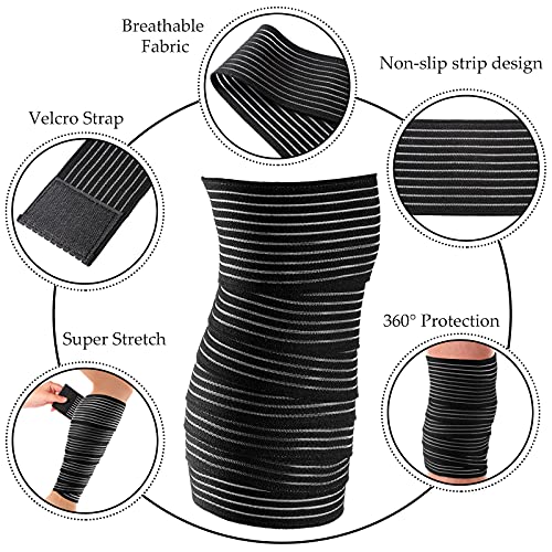 Elastic Calf Compression Bandage Leg Compression Sleeve for Men and Women, Compression Wraps Lower Legs for Stabilising Ligament, Joint Pain, Sport, Adjustable Black (4 Pieces,180 cm) | The Storepaperoomates Retail Market - Fast Affordable Shopping