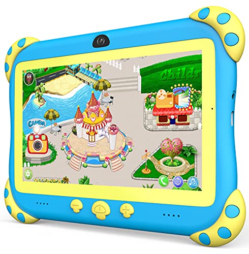 Kids Tablet 7 inch Tablet for Kids Wifi Kids Tablets 32G Android 10 Dual Camera Educational Games Parental Control, Toddler Tablet with Kids Software Pre-Installed Kid-Proof YouTube Netflix (Blue)