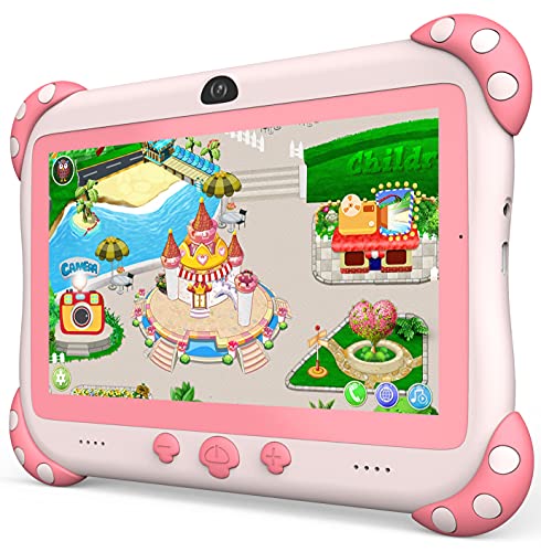 Kids Tablet 7 inch Tablet for Kids Wifi Kids Tablets 32G Android 10 Dual Camera Educational Games Parental Control, Toddler Tablet with Kids Software Pre-Installed Kid-Proof YouTube Netflix (Pink)