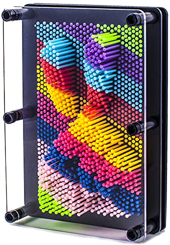 IQATOM Pin Art Board Game 3D Clone Sculpture Medium Size 5” X 7” inch Desk Toy for Kids & Adults Original Desk Decoration for Home & Office (Multicolor)