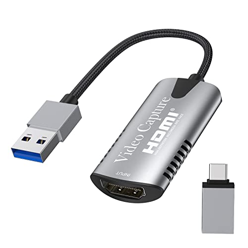 Anxious 4K HDMI Video Capture Card,USB 3.0 1080P Game Capture Card,for Game,Teaching,Live Broadcasting,Video Conference,Video Recorder for Streaming,Compatible with Windows Linux Mac OS System etc